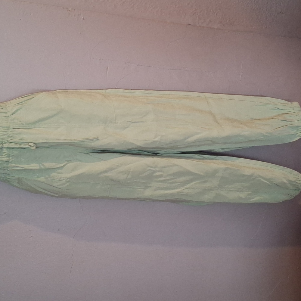 Blue Wide Leg Pants with Elastic Waistband